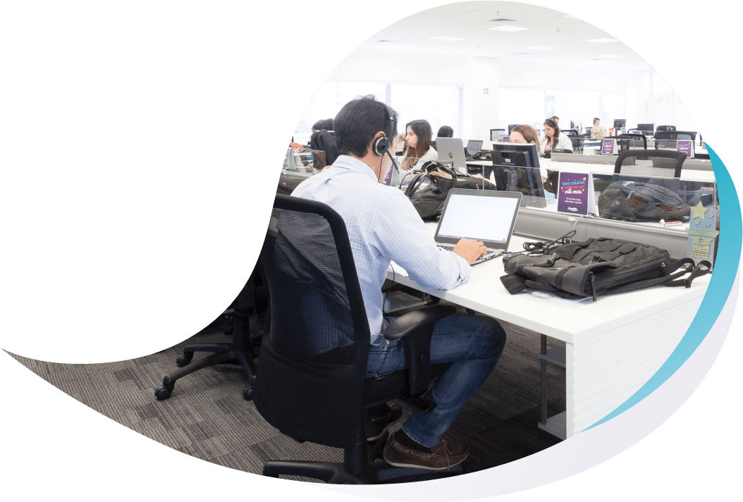 Man sitting at desk with computer