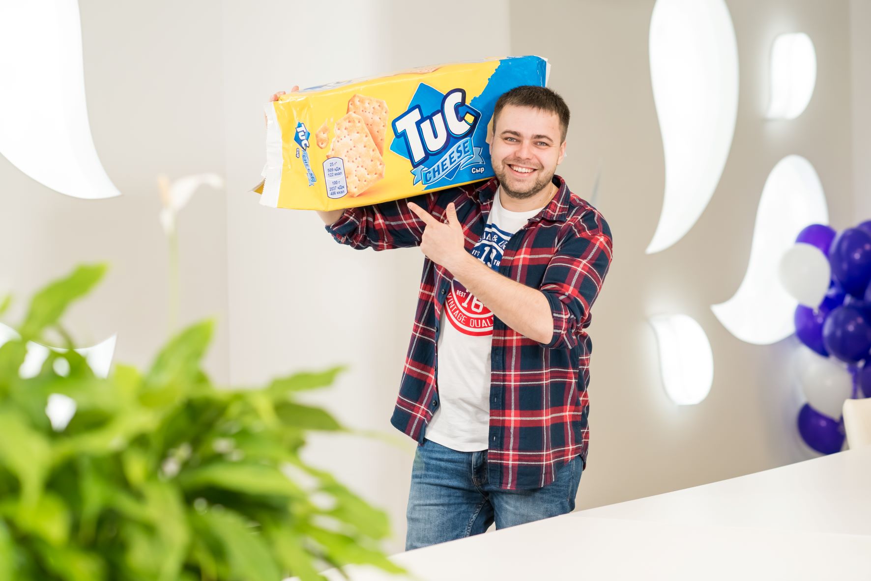 man holding TUC product
