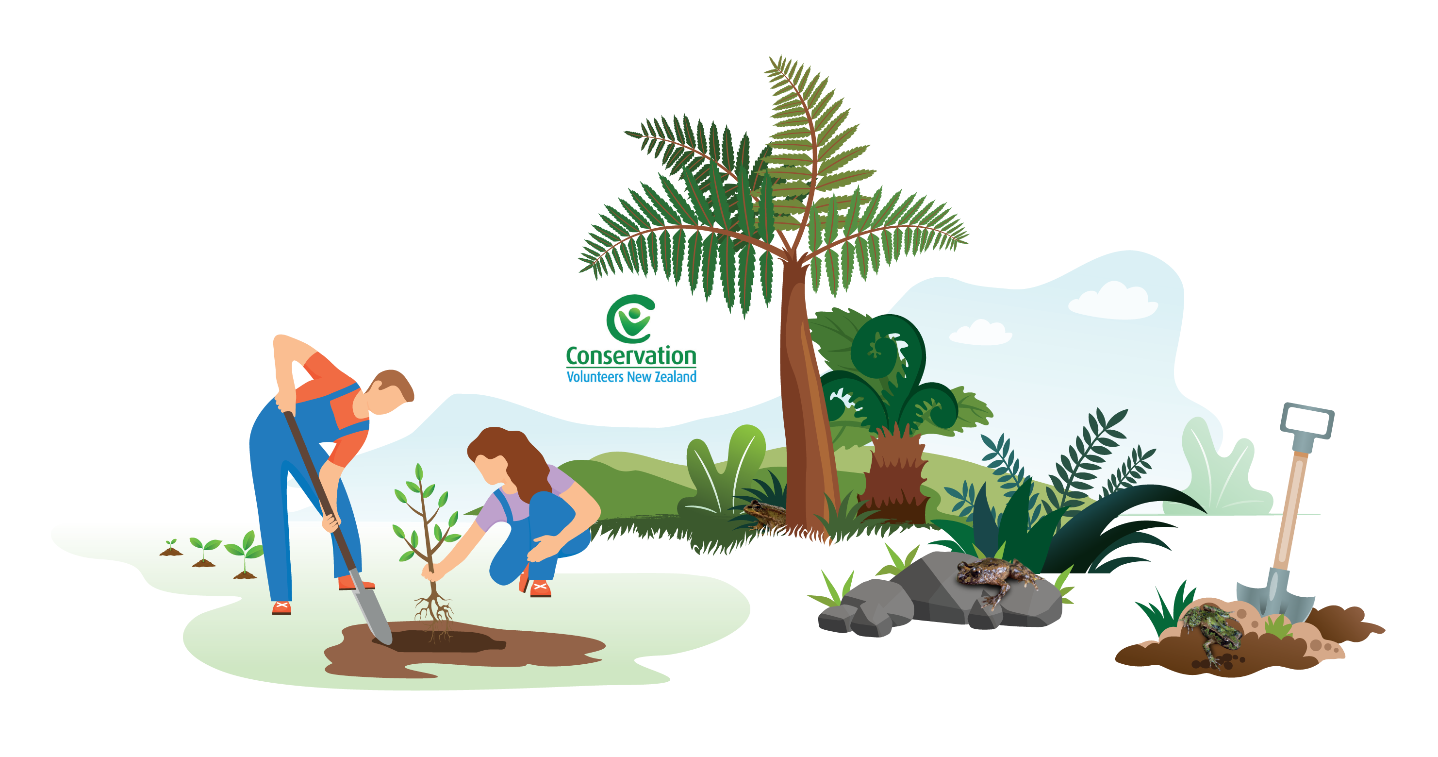 illustration of people planting trees